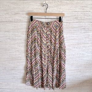 Sonoma Multicolor Chevron Midi Skirt - Pink, Olive, Cream